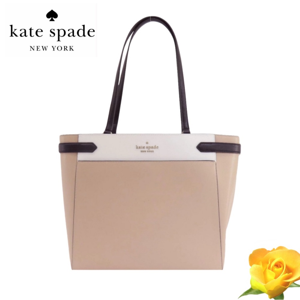 Kate Spade Beige Black and White Women's Laptop Tote Bag - Picture 1 of 6
